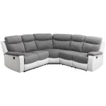 Loungitude - canap panoramique relax lectrique en tissu gris et pu blanc - valia