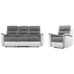 Loungitude - canaps de relaxation manuel 3 + 1 places gris et pu blanc - valia