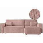 Loungitude - clarisse - canap d'angle convertible rversible avec coffre en velours ctel - vieux rose ...