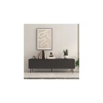 Loungitude - meuble tv 2 portes abattantes 150x40x50 cm noir - sambi