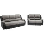 Loungitude - relaxxo - ensemble de canaps relaxation manuel 3 et 2 places microfibre grise / simili ...