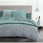 Home linge passion - parure de couette 2 pieces coton 57 fils vert 140x200 cm - louxor