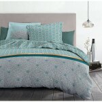 Les tendances - parure de couette 3 pieces coton 57 fils vert 220 x 240 cm - louxor