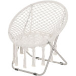 Loveuse fauteuil rond de jardin fauteuil lune papasan pliable grand confort macram� coton polyester beige ...