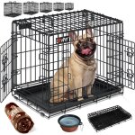 Cage pour chien pliable cage de transport pour chien avec couverture polaire + gamelle cage pour chien ... Cage pour chien pliable cage de transport pour chien avec couverture polaire + gamelle cage pour chien ...