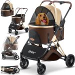 Poussette pour chien 3en1 buggy pour chien bote pour chien sac de transport 360 grandes roues pliable ...