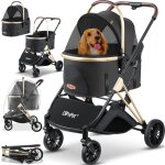 Poussette pour chien 3en1 buggy pour chien bote pour chien sac de transport 360 grandes roues pliable ...