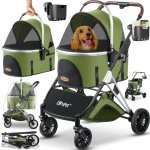 Poussette pour chien 3in1 buggy pour chien caisse de transport 360 grandes roues pliable poussette pour ...