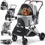 Poussette pour chien 3in1 buggy pour chien caisse de transport 360 grandes roues pliable poussette pour ...
