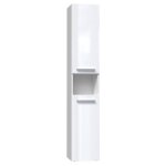 Hucoco - luana - meuble salle de bain 2 portes - 31x30x174cm - colonne rangement sdb blanc brillant