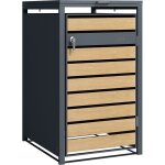 Axi lucas cache poubelle m�tallique anthracite / aspect bois - abri poubelle pour 1 conteneur - max. ...