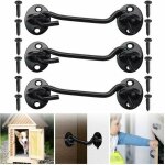 Lucky - 88 - crochet de cabine inox, 3 pcs fermeture porte - noir, porte verrou, portail loquet pour ...