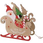 Luge en bois avec père noël naturel cm22x10h23 Luge en bois avec père noël naturel cm22x10h23