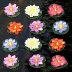 Lumires de piscine flottantes, (5, 9'' / 12 pices)nnuphars artificiels flottants avec lumire jaune ...