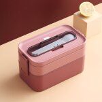 Boîte Repas Isotherme En Inox Evember 23x16.5x7.5 Cm - Avec Cuillère Et Baguettes, étanche, Micro-ondable - Parfaite Pour Pique-nique, Bureau, école