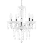Lustre blanc en mtal avec cristaux pour 4 ampoules e14 max. 40w solution d'clairage idale pour salon ...