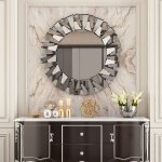 Luvodi - miroir mural design rond d�coratif 79 x 79 x1. 5cm miroir modern verre hd art d�co pour salon ...