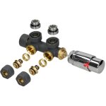 Kit de raccordement robinetterie à clapet multibloc, anthracite, forme d'angle, avec tête thermostatique, ... Kit de raccordement robinetterie à clapet multibloc, anthracite, forme d'angle, avec tête thermostatique, ...