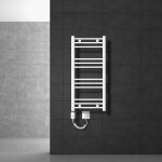 Radiateur �lectrique de salle de bain sahara 400x800 mm blanc raccord lat�ral courbe el�ment chauffant ...