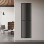 Radiateur à panneaux design stella, 1600 x 480 mm, noir mat, avec connexion central, plat, vertical, ... Radiateur à panneaux design stella, 1600 x 480 mm, noir mat, avec connexion central, plat, vertical, ...