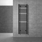 Luxebath radiateur de salle de bain design sahara, 400 x 1500 mm, noir mat, forme droite avec connexion ...