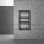 Luxebath radiateur de salle de bain design sahara, 500x800 mm, noir mat, forme courb� avec connexion ...