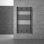 Luxebath radiateur de salle de bain design sahara, 750 x 1200 mm, noir mat, forme droite avec connexion ...