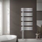 Radiateur de salle de bain iron em 600x1200 mm chrome raccord central au bas avec garniture de raccordement ...