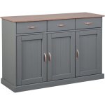 Inter link - bahut 3 portes et 3 tiroirs en pin massif gris - tera