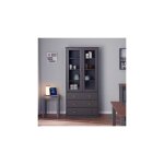 Ebuy24 - vitrine 2 portes 3 tiroirs en pin massif gris - tera Ebuy24 - vitrine 2 portes 3 tiroirs en pin massif gris - tera