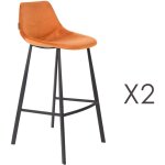 M&s - lot de 2 chaises de bar h80 cm en velours orange - franky M&s - lot de 2 chaises de bar h80 cm en velours orange - franky