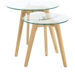 M&s - lot de 2 tables gigognes 50 et 40 cm en verre et bois M&s - lot de 2 tables gigognes 50 et 40 cm en verre et bois
