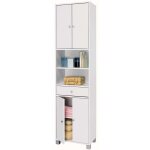 M&s - armoire de salle de bain 4 portes 50x32x196 cm d�cor blanc