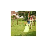 M&s - balanoire en bois trait 2 agrs et toboggan menthe