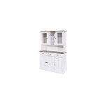 Buffet vaisselier 5 portes, 3 tiroirs en pin blanc et naturel - maine Buffet vaisselier 5 portes, 3 tiroirs en pin blanc et naturel - maine