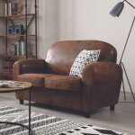 M&s - canapé club en tissu marron 2 places M&s - canapé club en tissu marron 2 places