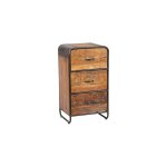 Chiffonnier 3 tiroirs 50x40x90 cm en bois recycl� et m�tal - hunter