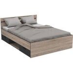 M&s - demeyere michigan lit adulte 140x190 cm - 2 tiroirs et 1 niche - industriel - dcor chene bross ...