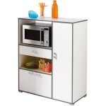 M&s - desserte micro - ondes 3 portes 1 tiroir coloris blanc velours et basalte