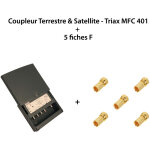 M - e - coupleur terrestre & satellite - triax mfc 401 + 5 fiches f - 4 entr�es, 1 sortie, fm / dab - ...