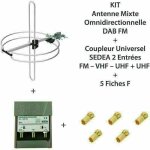 M - e - kit antenne mixte omnidirectionnelle dab fm + coupleur universel sedea 2 entr�es fm ? vhf ? uhf ...
