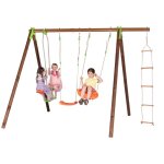 Portique bois poutre m�tal 2, 30 m techwood premium deko - 5 enfants
