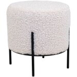 M&s - pouf rond alford ? tissu bouclette & pieds mtal noir - blanc