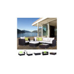 M&s - salon de jardin en résine tressée 5 places bastia chocolat coussins blancs M&s - salon de jardin en résine tressée 5 places bastia chocolat coussins blancs