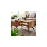 M&s - table basse 1 tiroir 2 niches 95x45x45 cm en acacia massif et métal M&s - table basse 1 tiroir 2 niches 95x45x45 cm en acacia massif et métal