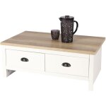 M&s - table basse 2 tiroirs 90x53x36cm blanc et naturel - challis