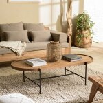 Macabane - sixtine - table basse ovale 140x63cm plateau en bois de teck recyclé Macabane - sixtine - table basse ovale 140x63cm plateau en bois de teck recyclé