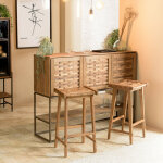 Macabane - sixtine - tabouret haut assise en tissage naturel