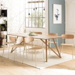 Macabane - tom - lot de 2 chaises  colier  en bois de frne pieds acier blanc