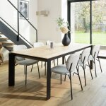 Macabane - tom - lot de 2 chaises tissu cru pieds acier noir